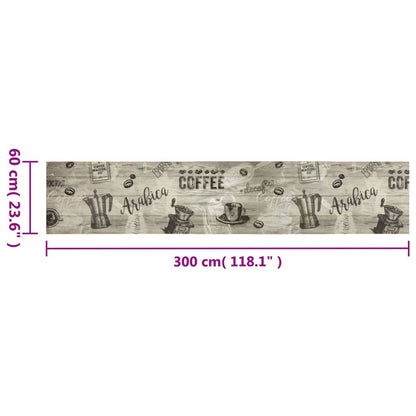 Tappeto da Cucina Lavabile Grigio Caffè 60x300 cm in Velluto