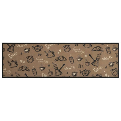 Tappeto da Cucina Lavabile Marrone Mattutino 45x150 cm Velluto