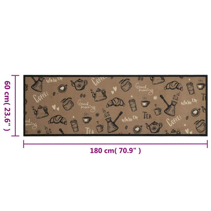 Tappeto da Cucina Lavabile Marrone Mattutino 60x180 cm Velluto