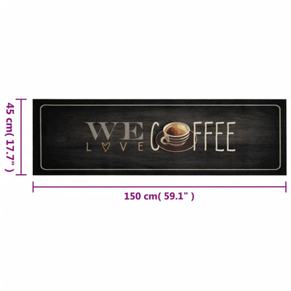 Tappeto da Cucina Lavabile Testo CaffÃ¨ 45x150 cm in Velluto