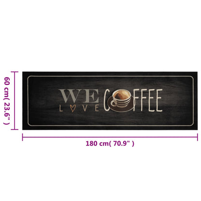 Tappeto da Cucina Lavabile Testo CaffÃ¨ 60x180 cm in Velluto