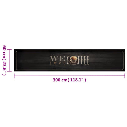 Tappeto da Cucina Lavabile Testo CaffÃ¨ 60x300 cm in Velluto