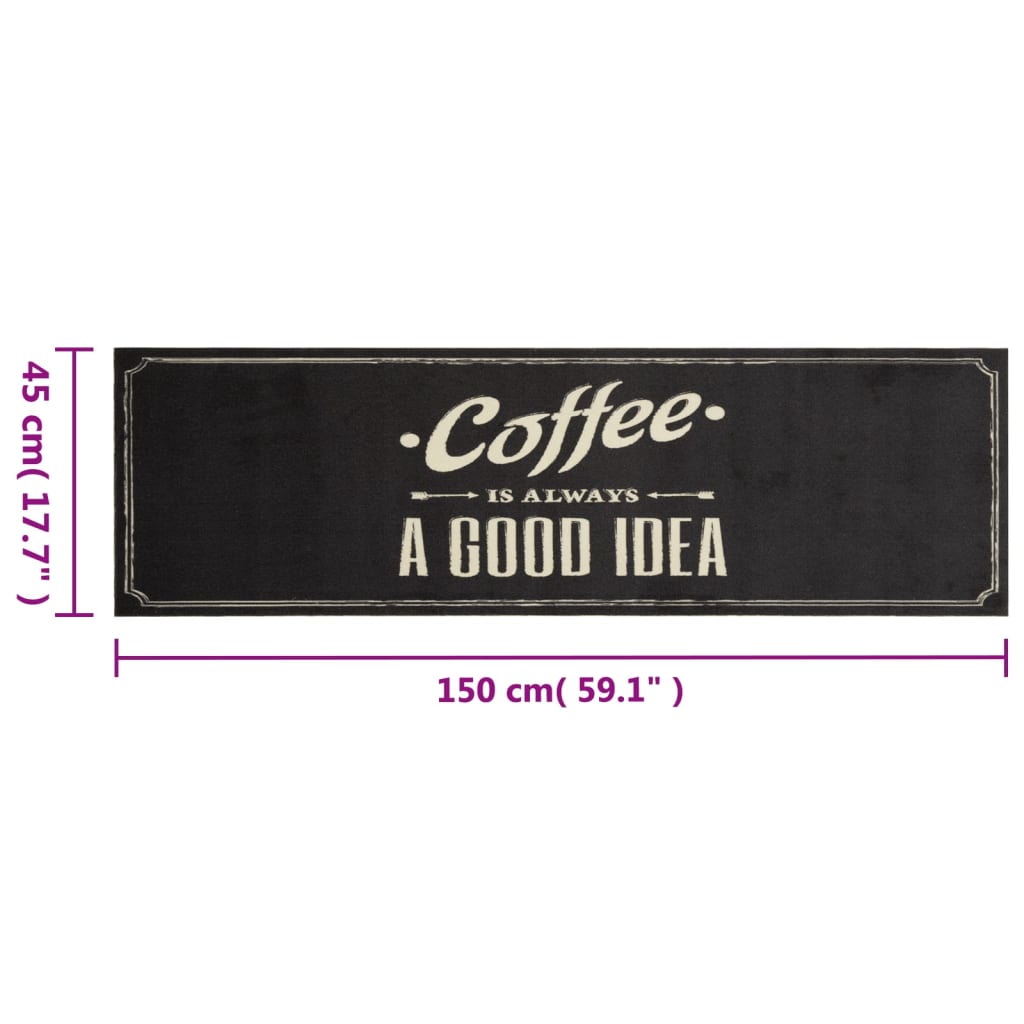 Tappeto da Cucina Lavabile Testo CaffÃ¨ 45x150 cm in Velluto