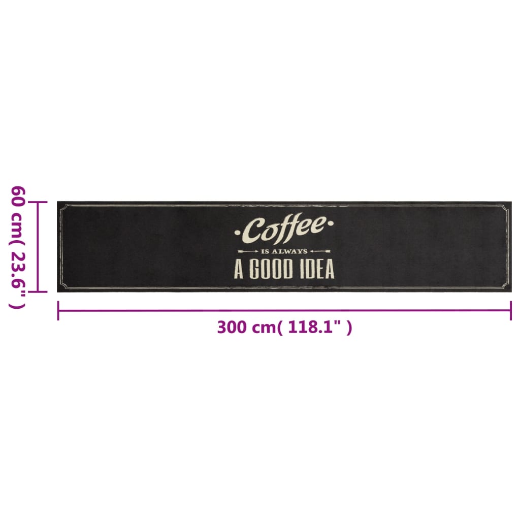 Tappeto da Cucina Lavabile Testo CaffÃ¨ 60x300 cm in Velluto