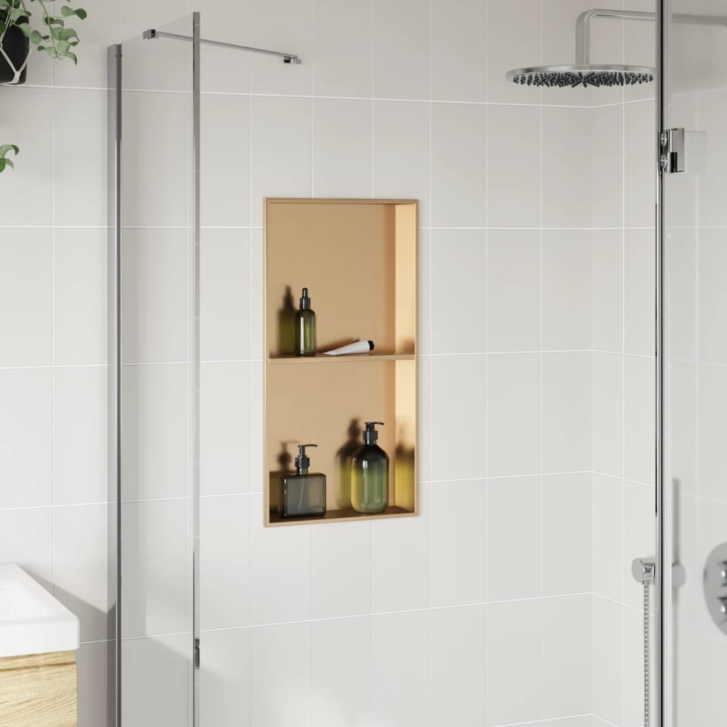 Nicchia per Doccia Oro Spazzolato 32x62x9cm in Acciaio Inox