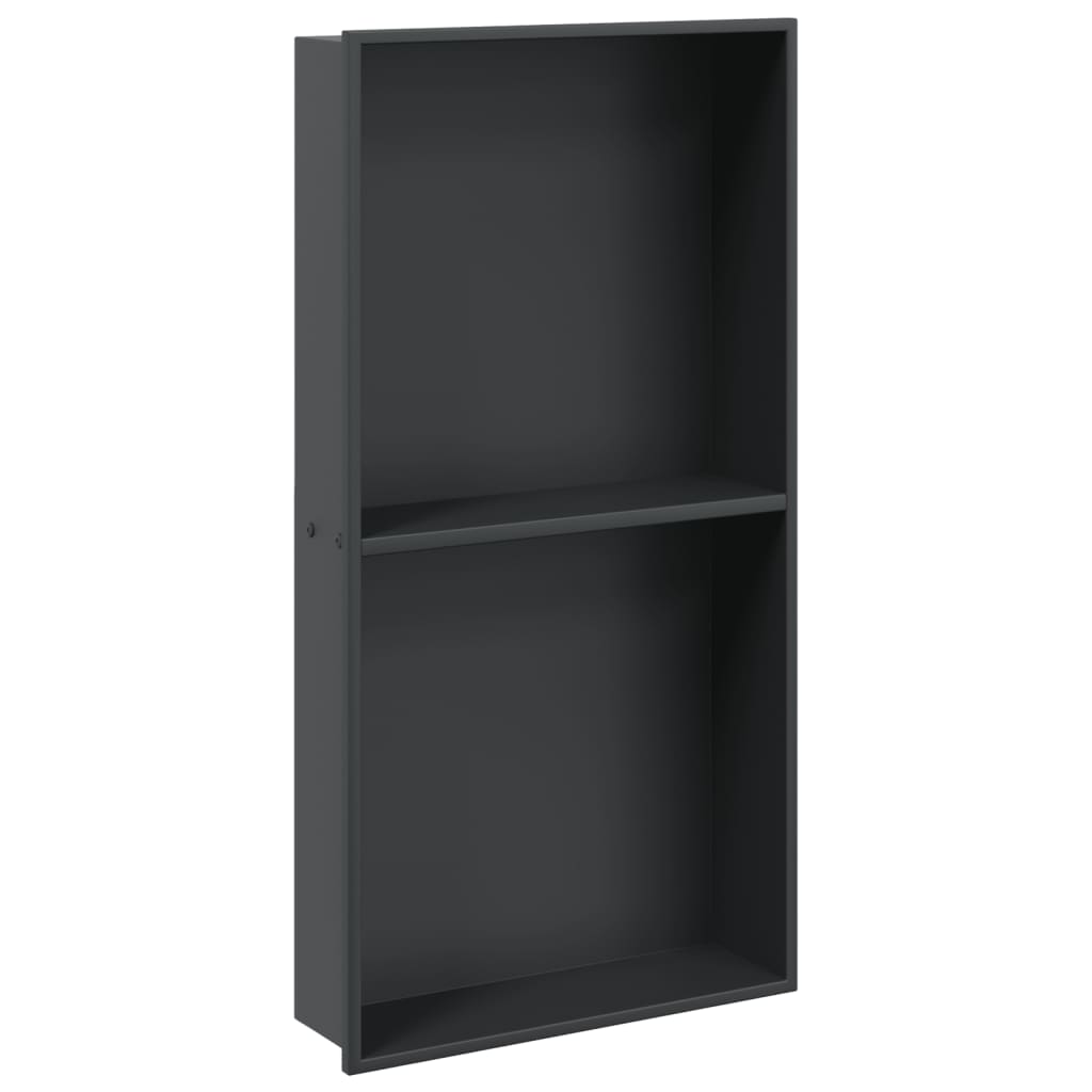Nicchia per Doccia Nero Opaco 32x62x9cm in Acciaio Inox