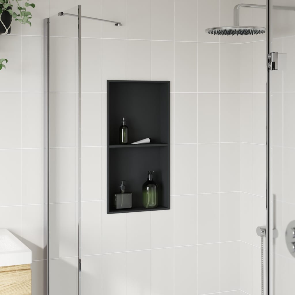 Nicchia per Doccia Nero Opaco 32x62x9cm in Acciaio Inox