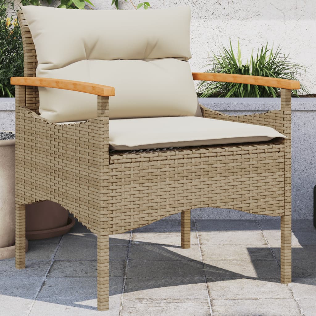 Set Divano da Giardino 3 pz con Cuscini Beige in Polyrattan