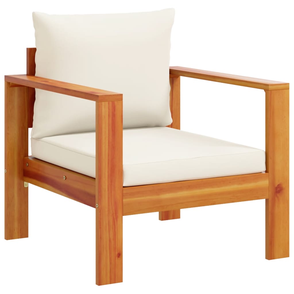 Set Divano da Giardino 3pz con Cuscini Legno Massello di Acacia