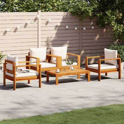 Set Divano da Giardino 5 pz con Cuscini Legno Massello Acacia