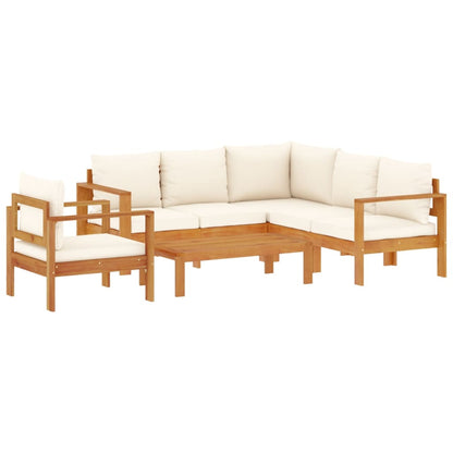 Set Divano da Giardino 5 pz con Cuscini Legno Massello Acacia