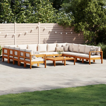Set Divani da Giardino 10pz con Cuscini Legno Massello Acacia