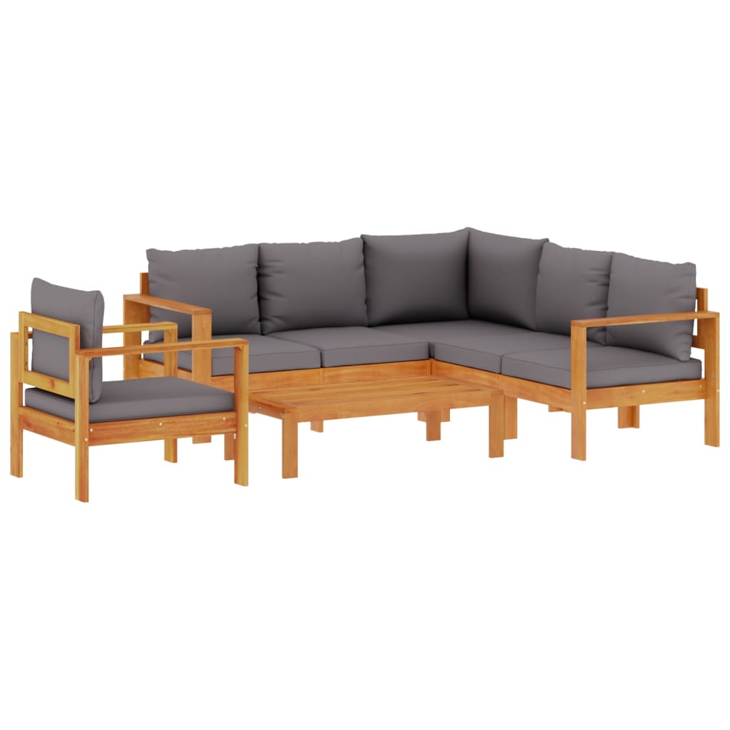 Set Divano da Giardino 5 pz con Cuscini Legno Massello Acacia