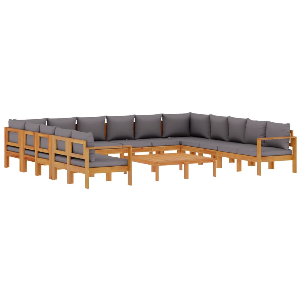 Set Divani da Giardino 10pz con Cuscini Legno Massello Acacia