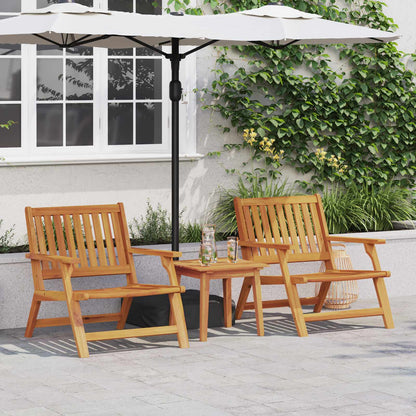 Sedia da Giardino 3 pcs Marrone Legno di Acacia Massello