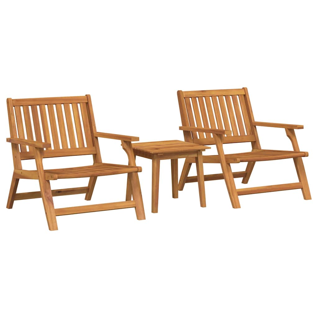 Sedia da Giardino 3 pcs Marrone Legno di Acacia Massello