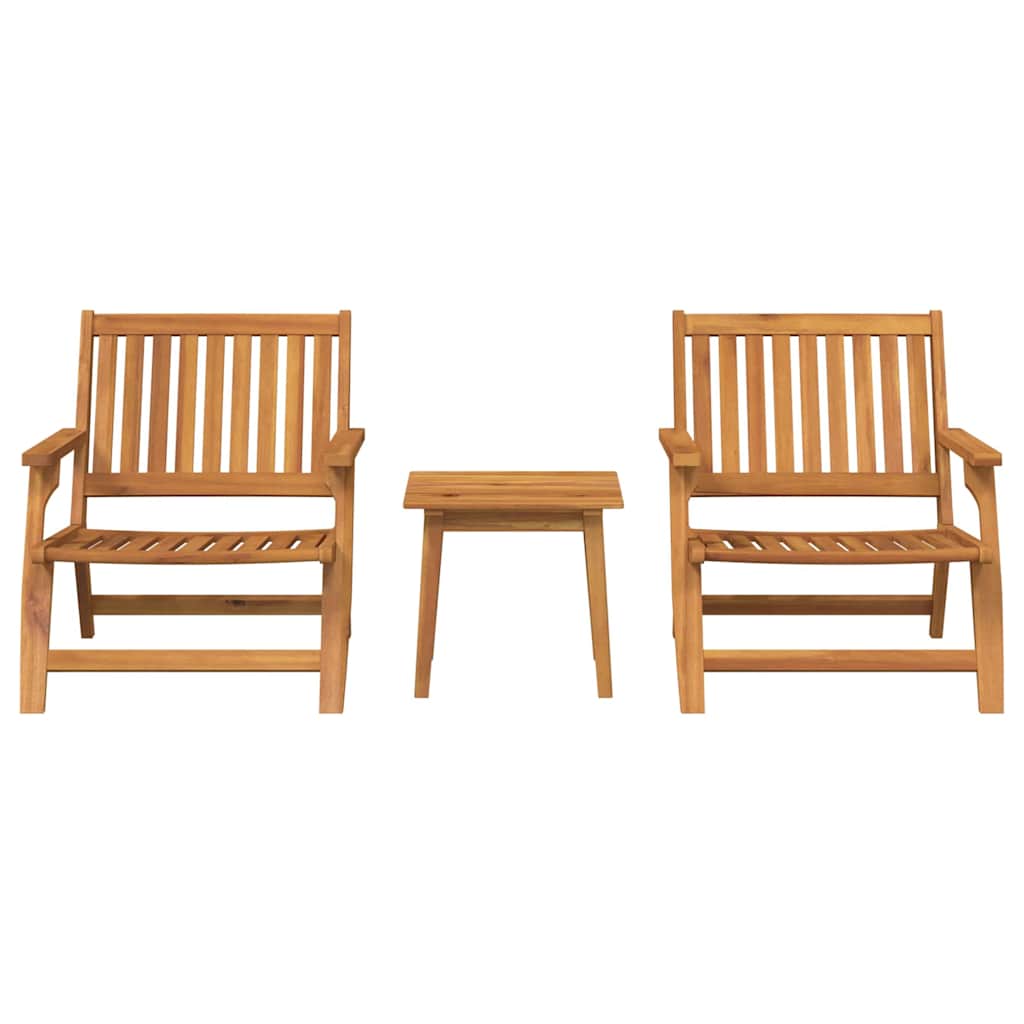 Sedia da Giardino 3 pcs Marrone Legno di Acacia Massello