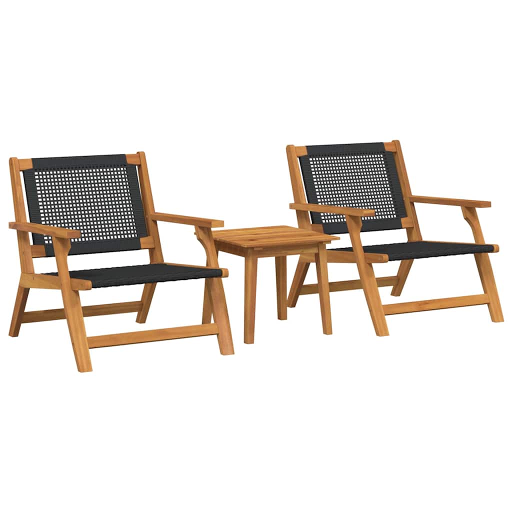 Sedie da Giardino con Tavolo 3 pcs Nero