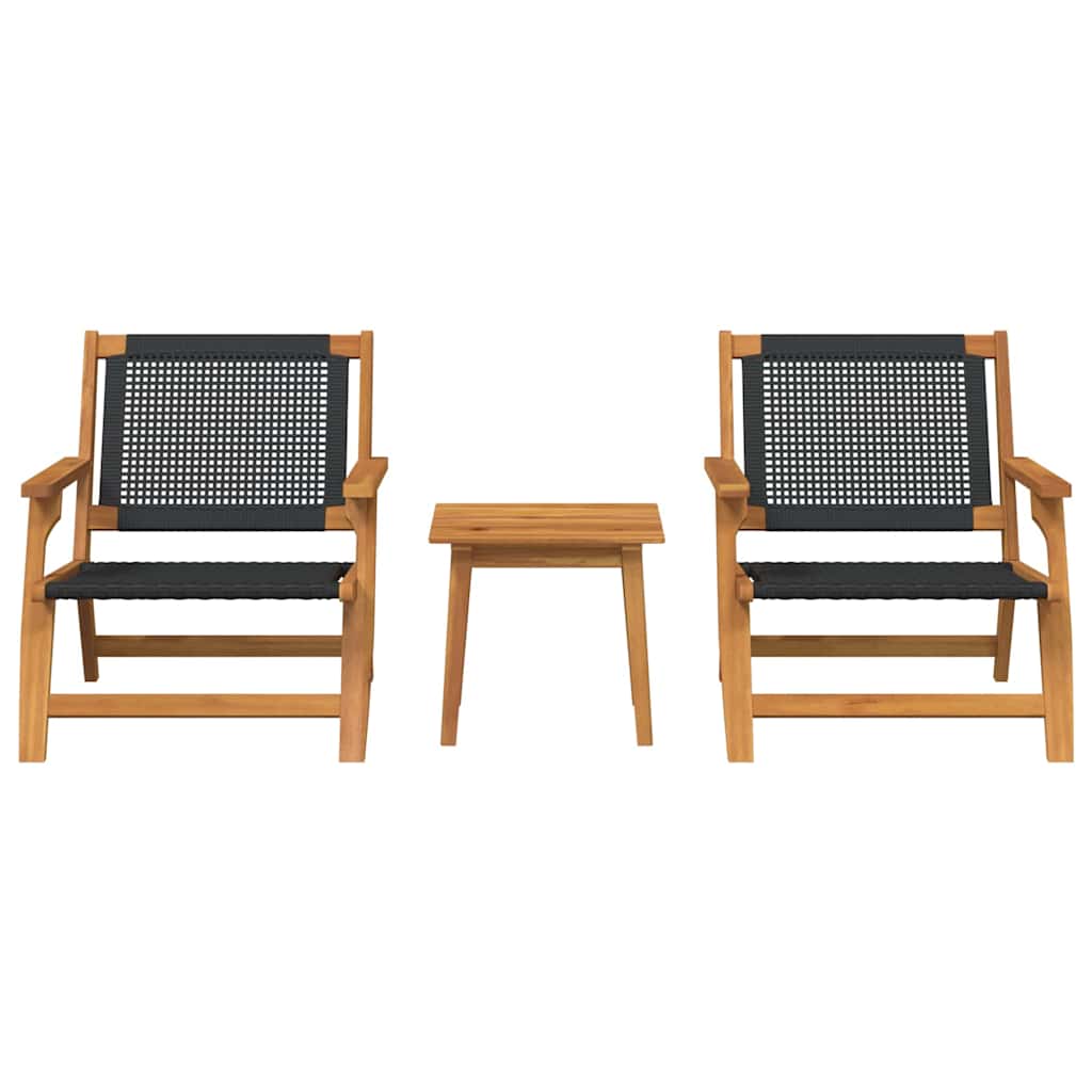 Sedie da Giardino con Tavolo 3 pcs Nero