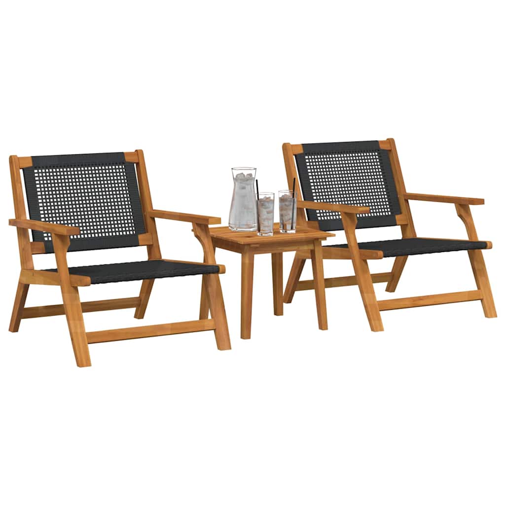 Sedie da Giardino con Tavolo 3 pcs Nero