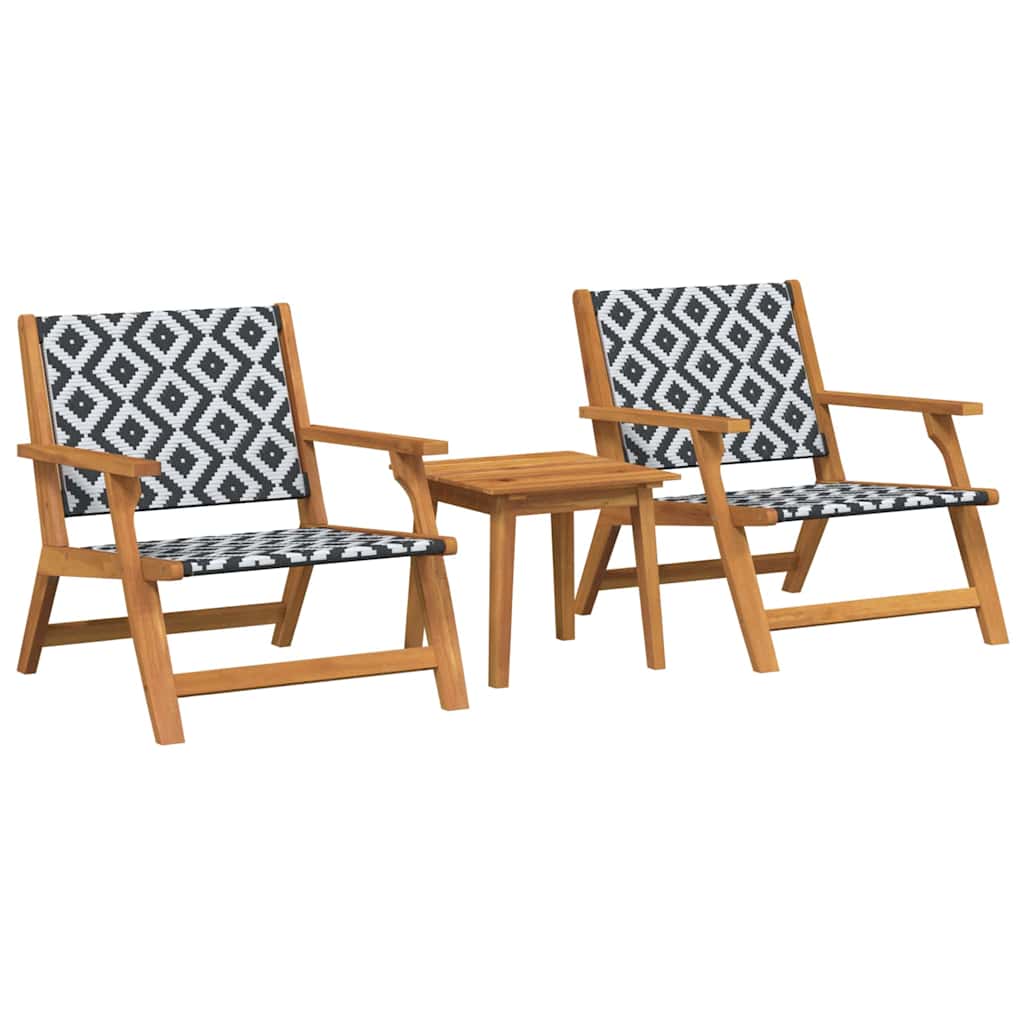 Sedie da Giardino con Tavolo 3 pcs Nero e Bianco