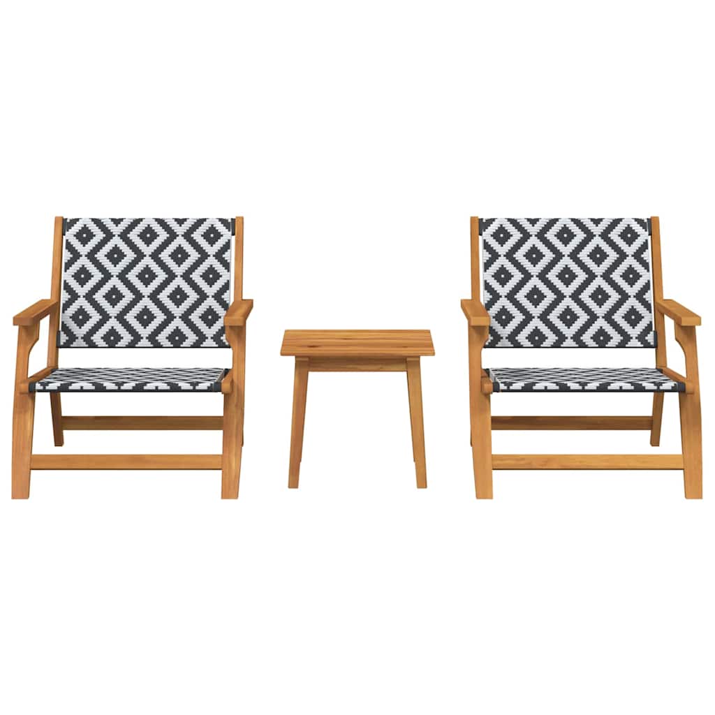 Sedie da Giardino con Tavolo 3 pcs Nero e Bianco