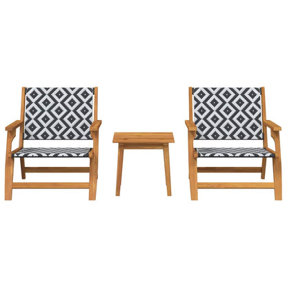 Sedie da Giardino con Tavolo 3 pcs Nero e Bianco