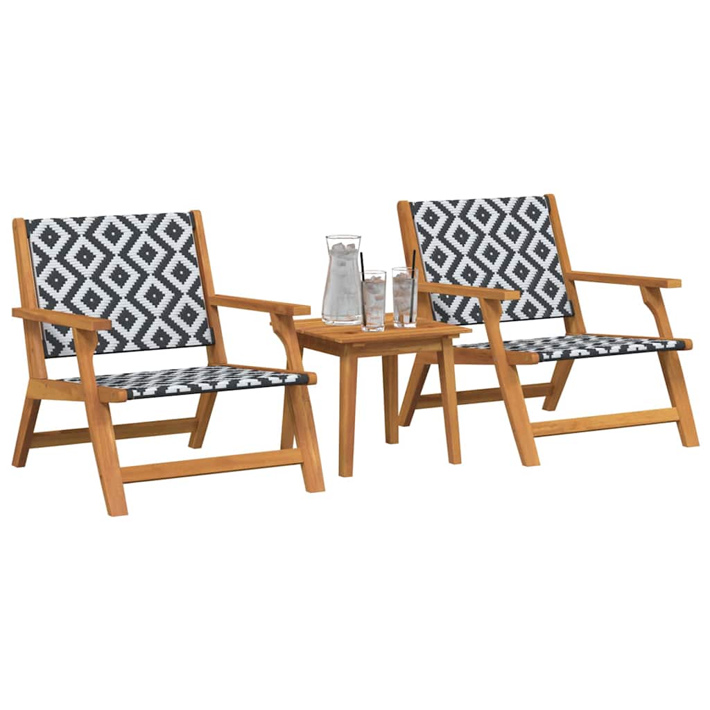 Sedie da Giardino con Tavolo 3 pcs Nero e Bianco