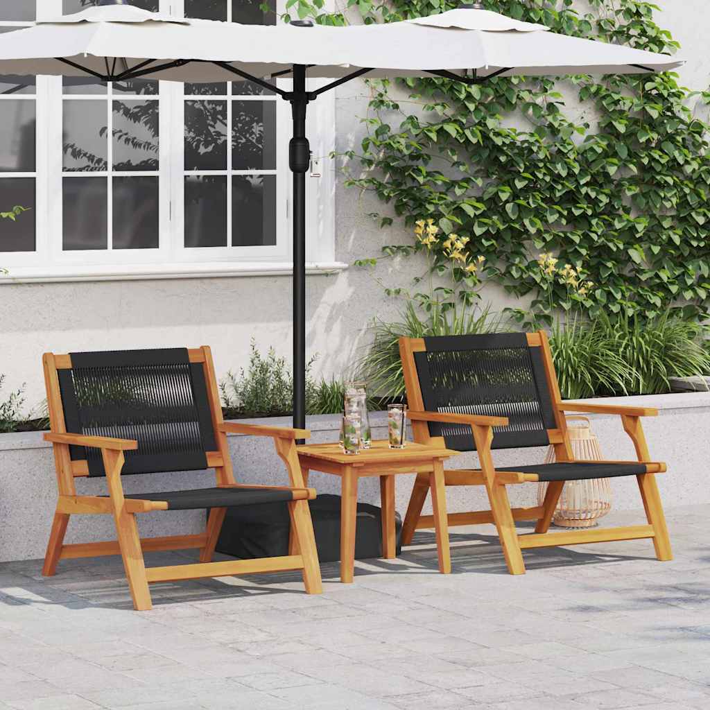 Sedie da Giardino con Tavolo 3 pcs Nero