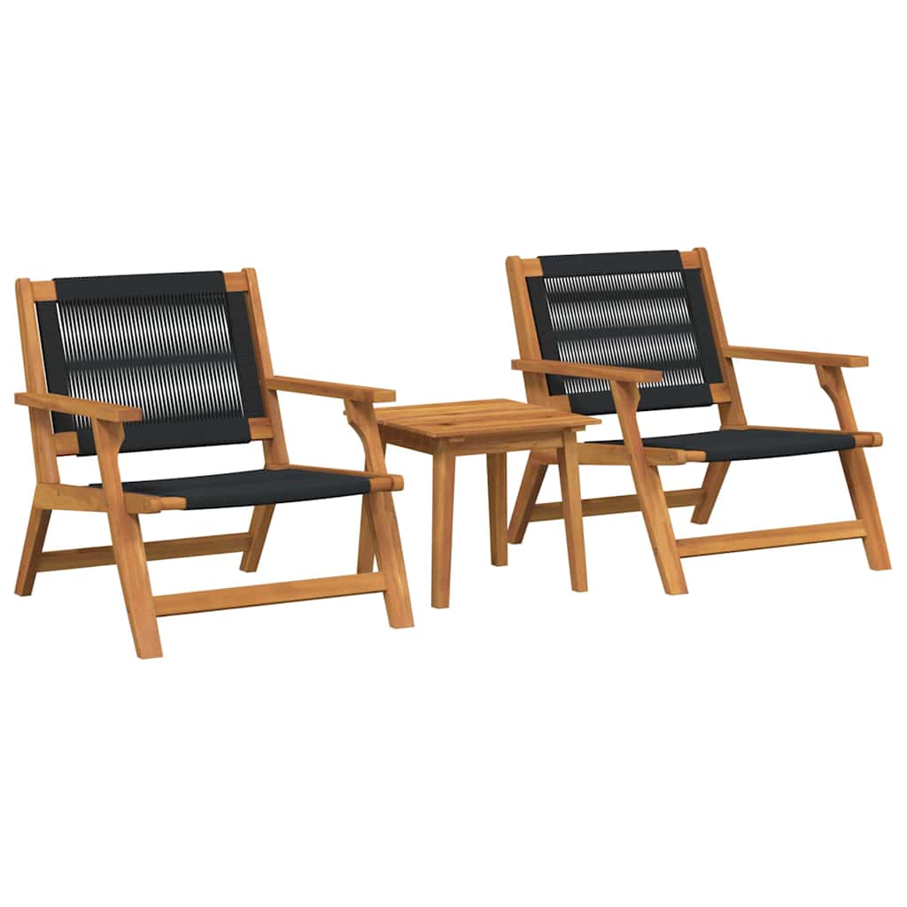 Sedie da Giardino con Tavolo 3 pcs Nero