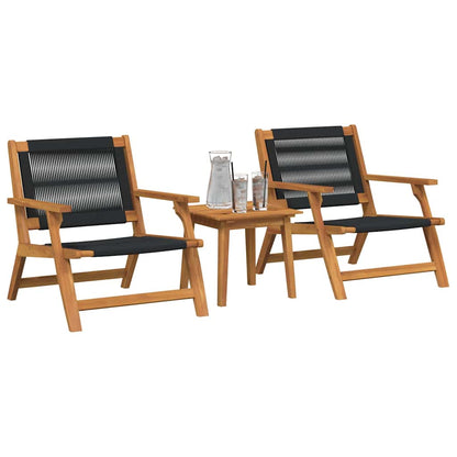 Sedie da Giardino con Tavolo 3 pcs Nero