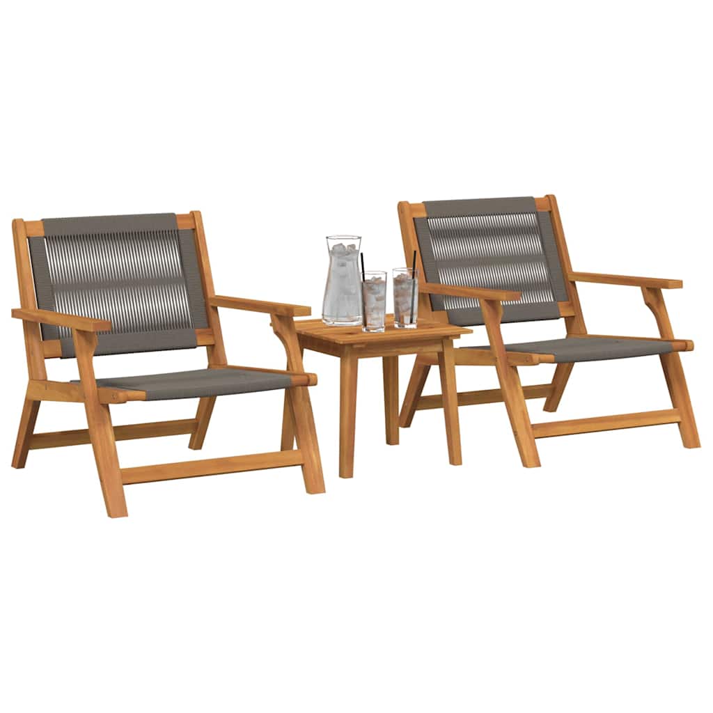 Sedie da Giardino con Tavolo 3 pcs Grigio