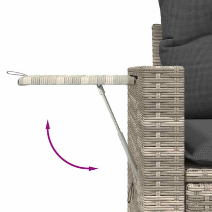 Set Divano da Giardino 3pz con Cuscini Grigio Chiaro Polyrattan
