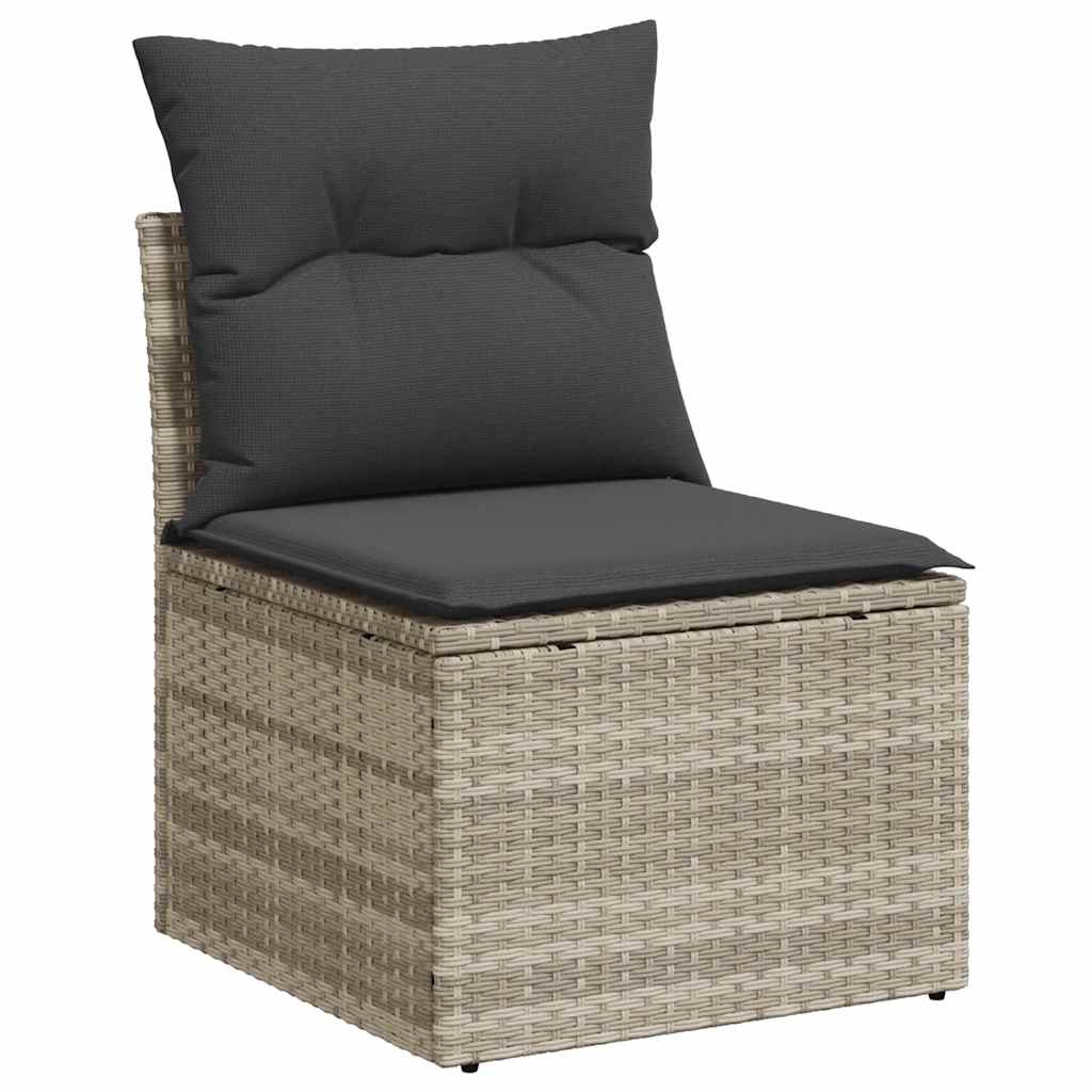 Set Divano da Giardino 4pz con Cuscini Grigio Chiaro Polyrattan