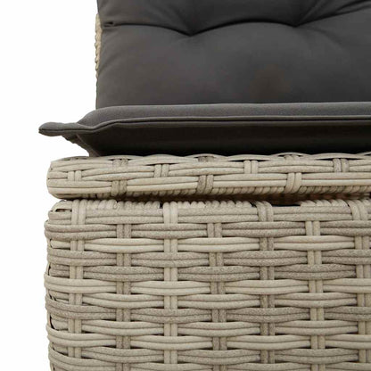 Set Divano da Giardino 3pz con Cuscini Grigio Chiaro Polyrattan