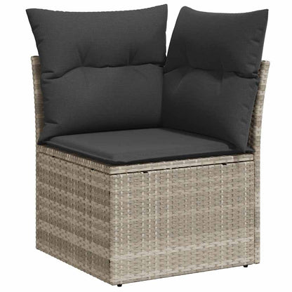 Set Divano da Giardino 4pz con Cuscini Grigio Chiaro Polyrattan