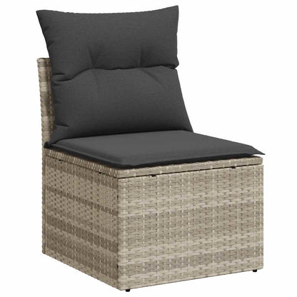 Set Divano da Giardino 4pz con Cuscini Grigio Chiaro Polyrattan