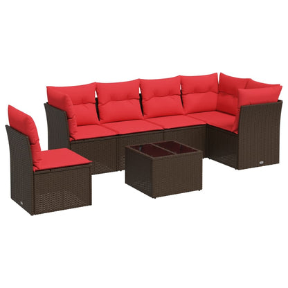 Set Divani da Giardino 7 pz con Cuscini Nero in Polyrattan