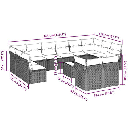 Set Divani Giardino 13 pz con Cuscini Grigio Chiaro Polyrattan