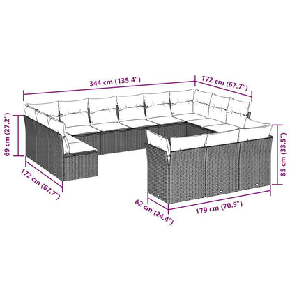 Set Divani Giardino 13 pz con Cuscini Grigio Chiaro Polyrattan