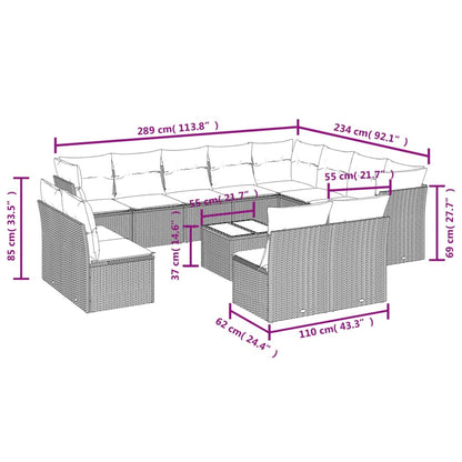 Set Divani da Giardino 13 pz con Cuscini Marrone in Polyrattan