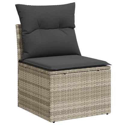 Set Divani Giardino 13 pz con Cuscini Grigio Chiaro Polyrattan