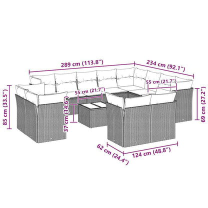 Set Divani Giardino 13 pz con Cuscini Grigio Chiaro Polyrattan