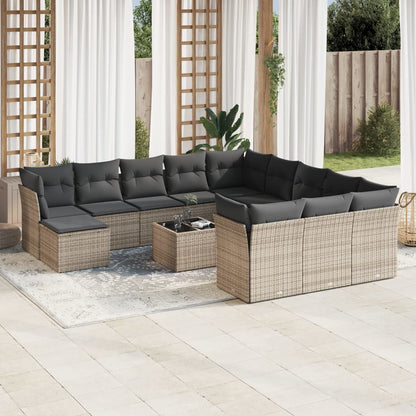Set Divani da Giardino 13 pz con Cuscini Grigio in Polyrattan