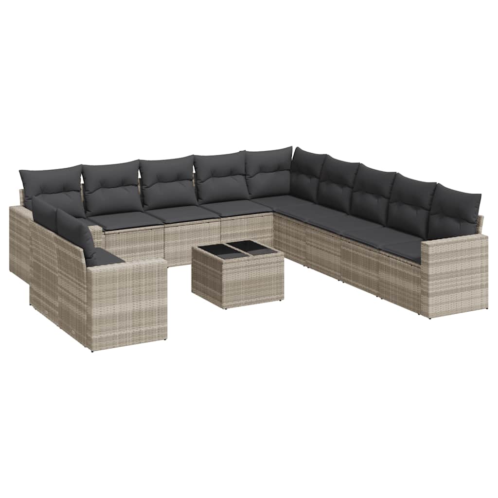 Set Divano Giardino 12 pz con Cuscini Grigio Chiaro Polyrattan