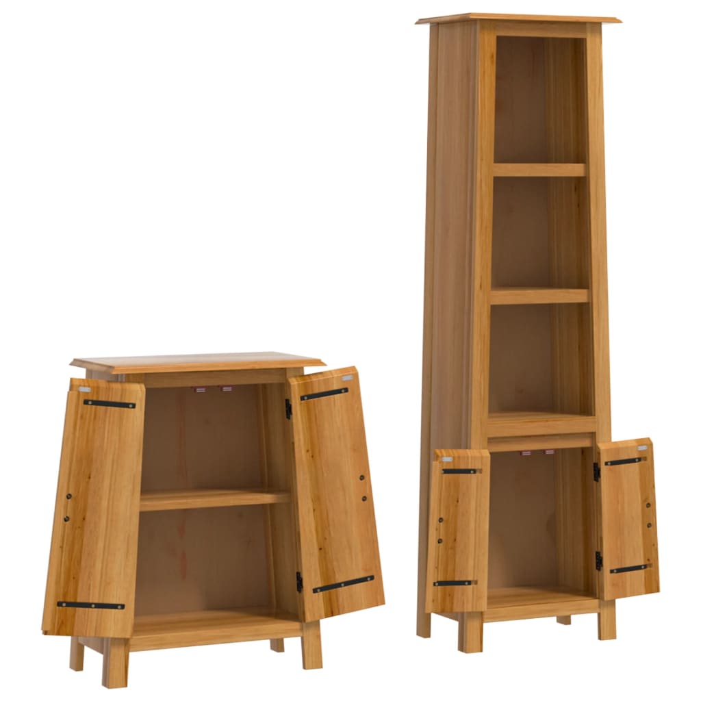 Set Mobili da Bagno 2 pz in Legno Massello di Pino