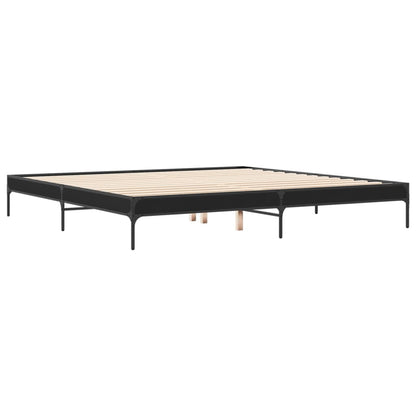 Giroletto Nero 180x200 cm in Legno Multistrato e Metallo