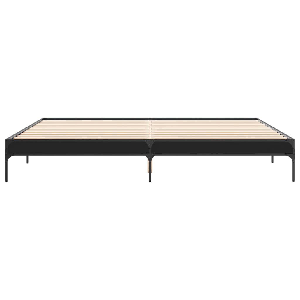 Giroletto Nero 180x200 cm in Legno Multistrato e Metallo