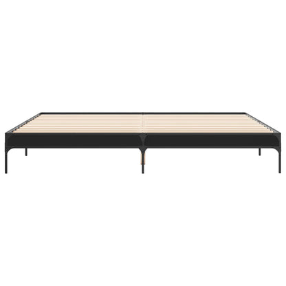 Giroletto Nero 180x200 cm in Legno Multistrato e Metallo