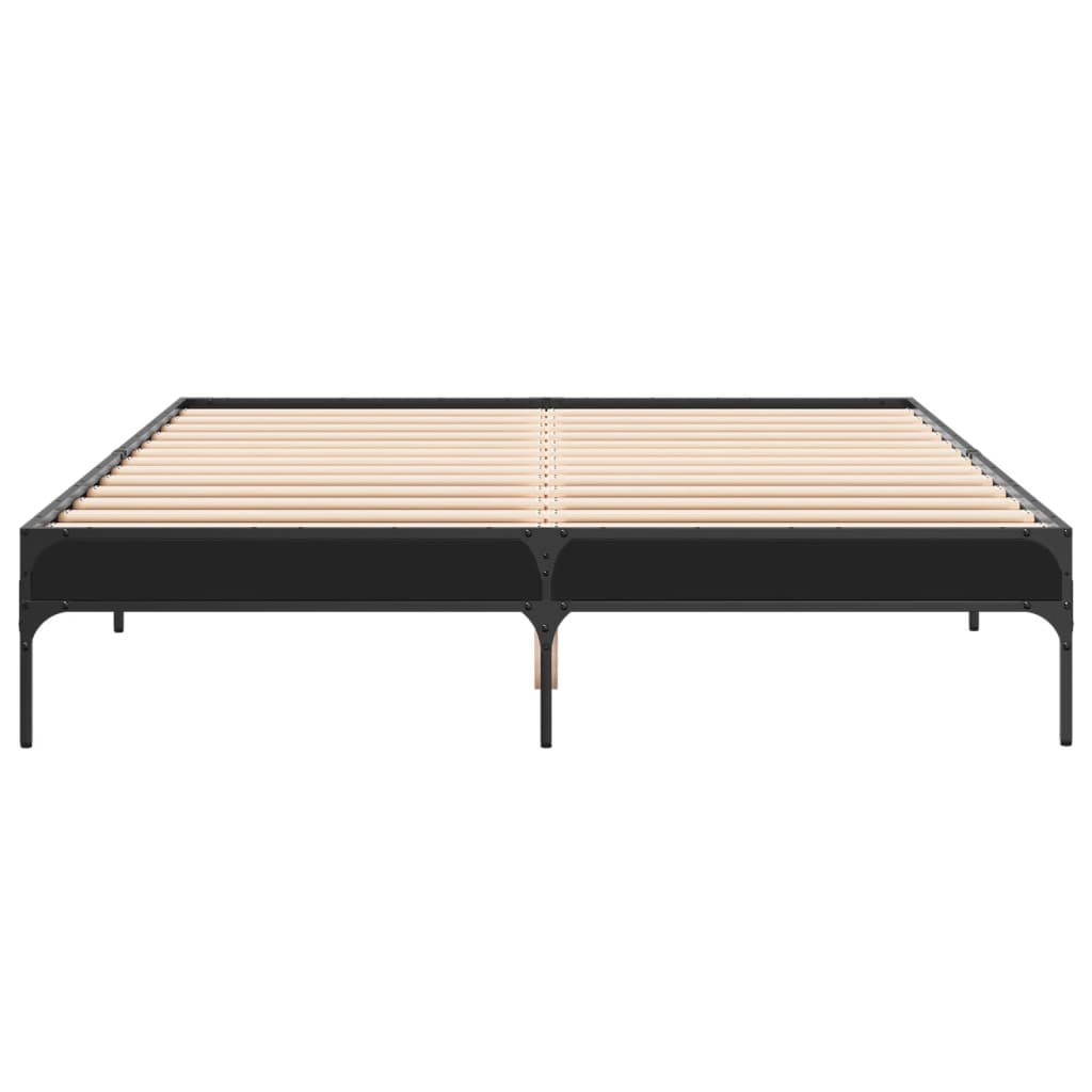 Giroletto Nero 140x200 cm in Legno Multistrato e Metallo